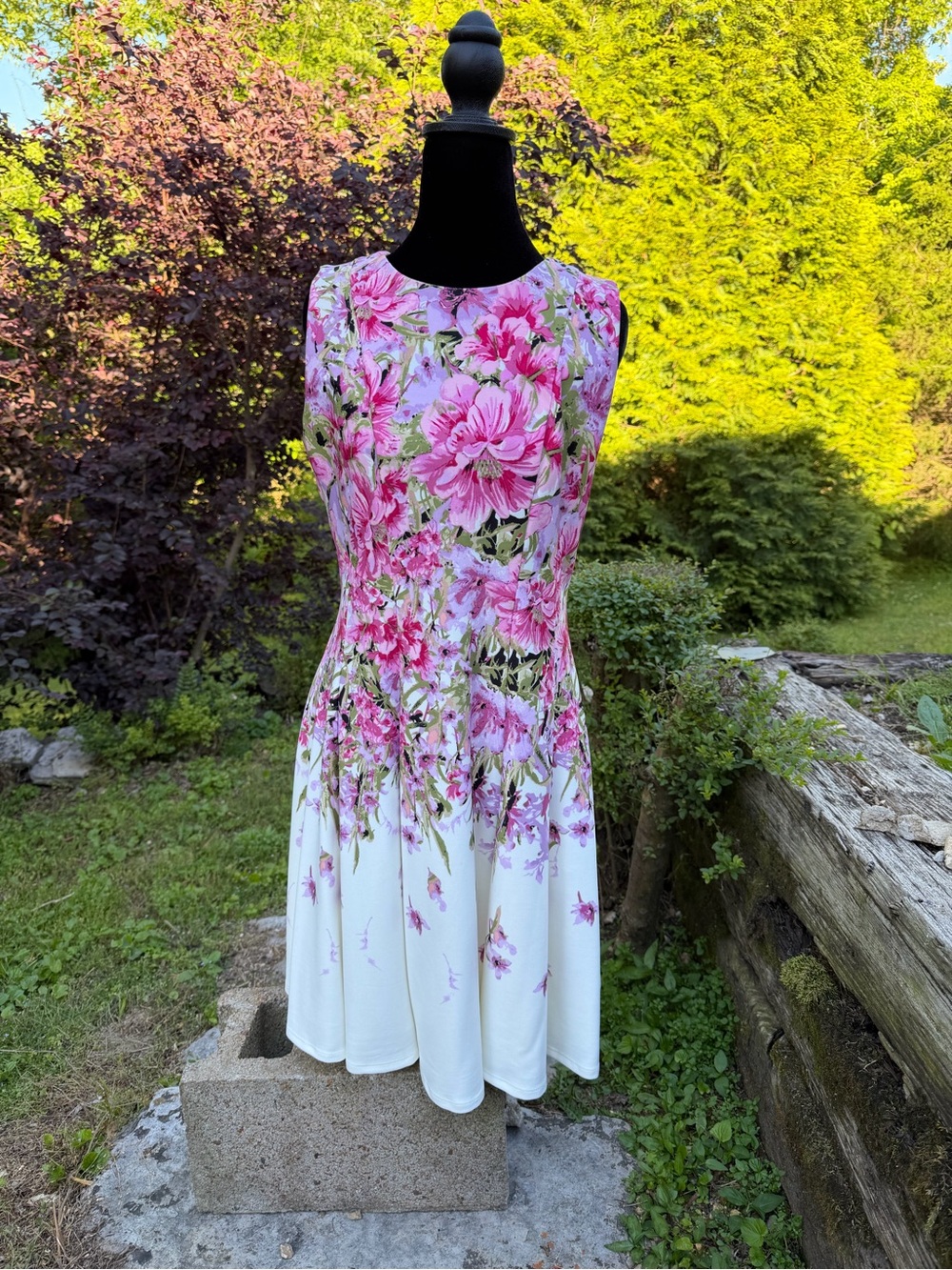 Danny & Nicole White Floral Fit-and-Flare Mini Dress